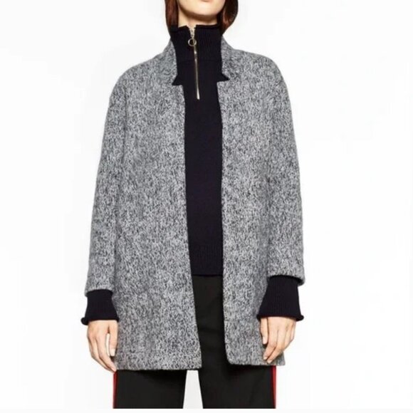 Zara Marled Gray White Black Open-Front Women's Sweater Blazer Coat Size Small - Picture 11 of 11